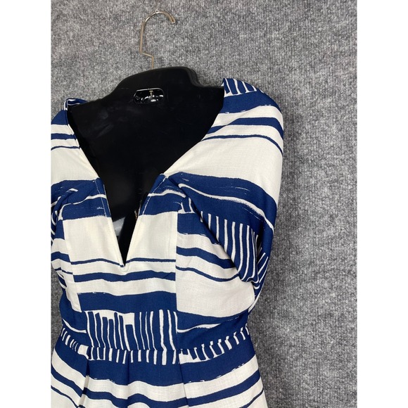 Lulus Romper Women's XS Blue White Striped V-Neck Open Back Tie Detail - Picture 2 of 11